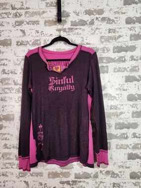 Y2K Cyber Grunge Aesthetic Reversible Thermal Knit Graphic Top